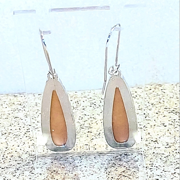 FACETED ART GLASS TEARDROP DANGLE DROP STAINLESS STEEL WIRE HOOK EARRINGS - Picture 5 of 6